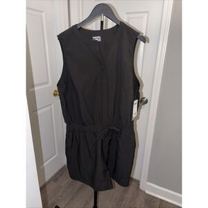NWT 32 Degrees Flyweight Sleeveless Romper Black XL Drawstring Pockets Travel